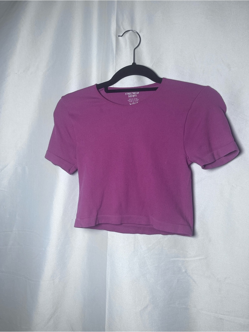 Streetwear Society Purple Ribbed Crop Top 3 pieces.